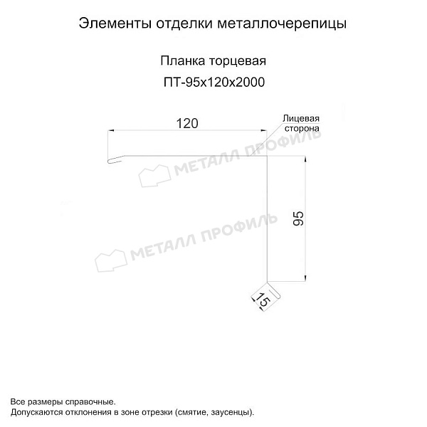 Планка торцевая 95х120х2000 ПО RAL 2002 (ОЦ-01-БЦ-0.45) ― купить недорого в Великом Новгороде.
