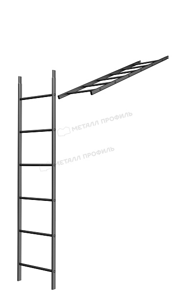 Лестница кровельная стеновая дл. 1860 мм без кронштейнов (9005) ― где заказать в Великом Новгороде? У нас!